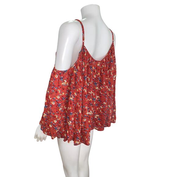 Socialite Red Floral print Off the shoulder Wide Sleeve Blouse M - Picture 4 of 6